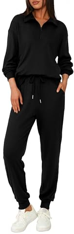 BTFBM Women's 2 Piece Tracksuit Spring Outfits 2026 Long Sleeve Half Zip Sweatshirt Sweatpants Lounge Set Sweatsuits
