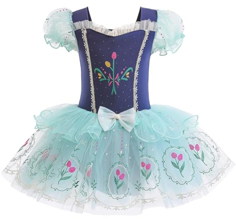 New front Tutù per Bambina Vestito Balletto Bambina Costume da Principessa Vestito da Principessa Compleanni Feste a Tema Carneval Halloween Natale Blu2