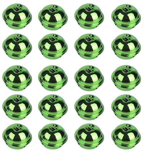 20 campane natalizie verdi, campane rotonde in metallo, 30 mm, colori vivaci, per artigianato, Natale, campane a vento, gioielli, ornamenti per vacanze, casa, decorazione per feste