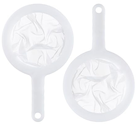 MAEXUS® Feines Sieb KüChe, 2 Stück Passiersieb KüChensieb Fein Nylon, Kunststoff-Sieb für Nudeln, Kleines Sieb für Küche mit Griff 11-14 cm Durchmesser (200/400 Löcher)