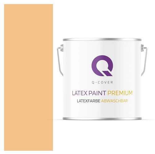 Q-COVER Latexfarbe Abwaschbar 5L (ca.35m2) Hell Orange Farbton Innenfarbe Wandfarbe Deckenfarbe Klasse 2 Mattfarbe Für Allergiker Scheuerfest Geruchlos Frei Von Voc