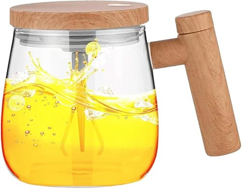 SMART-J Tazza in vetro con Mixer Integrato Super Mix 400ml – Tazza Automiscelante Elettrica per Caffè, Tè, e Bevande, con Agitazione Automatica ad Alta Velocità, Portatile e Facile da Pulire