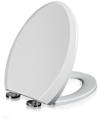 Wttfc Toilettenbrille Mit Absenkautomatik,Universeller Toilettendeckel,Wc-Sitz Oval Weiß Mit Schnellverschluss Funktion,Einfache Reinigung & Montage,Obere Befestigung,Small V