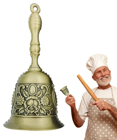 Campane vintage | Campanello di servizio vintage in metallo – Estetico Lusso Forte Campanello di chiamata a mano per Scuola Chiesa Matrimoni Alberghi Cucina Suono