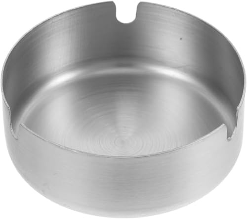 Cendrier Argent Acier Inoxydable Cendrier Rond Table En Métal avec 3 Grooves Convient Jardin Cuisine Maison Bureaux Hôtel Maison Balcon Bar Restaurants Intérieur 8 cm