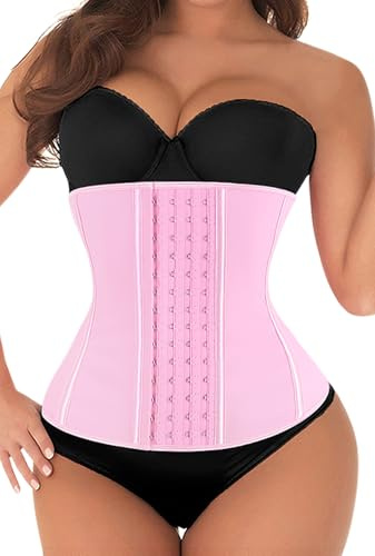 KIMIKAL Women Waist Trainer Corset Belt: Under Clothes Sport Tummy Control Long Torso Shapewear for Women Pink