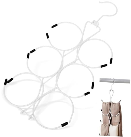VILLFUL Organizador de Bufandas y Cinturones Doble Capa, Perchero de Hierro en Color Claro, Almacenamiento Vertical Multifuncional para Armario, Mujeres, Adecuado para Bufandas, Leggings