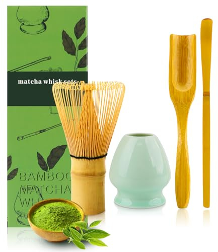 Matcha Kit, 4 Pezzi Matcha Set, Kit Cerimonia Matcha Giapponese, con Ciotola/frusta matcha, Matcha Cerimoniale, Set Accessori Cerimonia Tè Matcha, Regalo per gli amanti del matcha