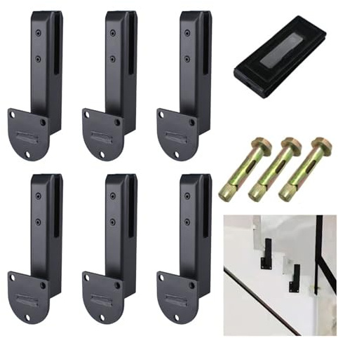 Lot de 6 pinces à verre robustes en acier inoxydable noir pour la maison, le jardin, parfait pour les escaliers, balcons, terrasses et ponts – 6 pièces de matériel de garde-corps durable