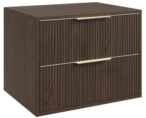Badplaats Waschbeckenunterschrank Rimini 60 x 46 cm Walnuss Braun - Hängender Badezimmerschrank mit 2 Schubladen