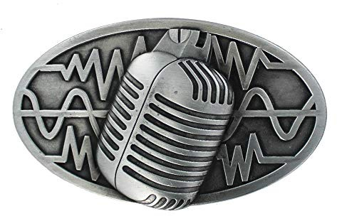 eeddoo® Gürtelschnalle - Mikrofon (Buckle für Wechselgürtel für Damen und Herren | Belt Frauen Männer Oldschool Rockabilly Metall Gothic Wave Rock Biker Western Trucker Casino Skull)