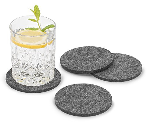 FILU Filzuntersetzer rund 8er Pack (Farbe wählbar) dunkelgrau - Untersetzer aus Filz für Tisch und Bar als Glasuntersetzer/Getränkeuntersetzer für Glas und Gläser ? grau