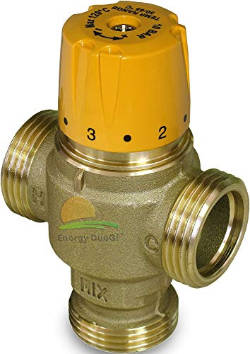 Miscelatore termostatico solare antiscottatura 30÷65°C. Connessioni maschio a tenuta piana. (1, 1 Kvs 1,7)