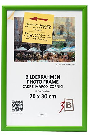 3-B Bilderrahmen ULM 20x30 cm - grün - Holzrahmen, Fotorahmen, Portraitrahmen mit Acrylglas