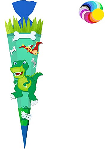 alles-meine.de GmbH Bastelset - Schultüte Farbe & Größe wählbar 70/85 / 100 cm - Dino - Dinosaurier - Farbe frei wählbar - Bastelschultüte - Zuckertüte zum selber Basteln B..