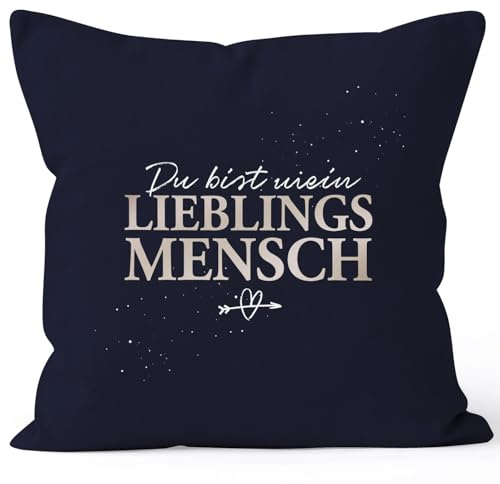 SpecialMe® Kissen-Bezug Spruch Du bist Mein Lieblingsmensch Geschenk Liebe Freundschaft Valentinstag Jahrestag Navy 40cm x 40cm