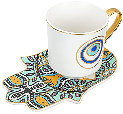 Cabilock 1 Satz Kaffeetasse Und Untertasse Milchbecher Aus Keramik Kaffee-tee-becher Aus Knochenporzellan Kaffee Aus Porzellan Böser Blick Teetasse Mokkatassen Büro Mit Tablett Das Gericht