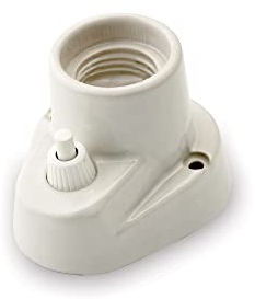 AMARCORDS - Plafoniera in porcellana con pulsante attacco e27 base applique con interruttore portalampade vintage colore BIANCO