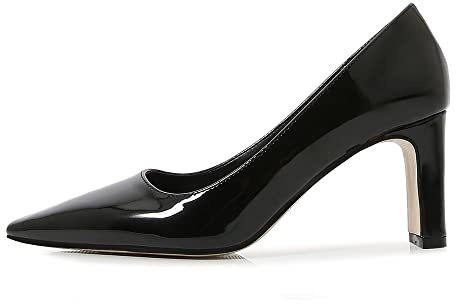 Nqpnrl Da donna Punta a punta Tacco spesso a blocco medio Plus Size Court Shoes Festa di nozze Lavoro Tacchi alti Pompe, Nero , 39 EU