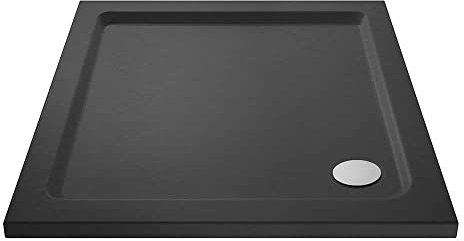 VeeBath 40mm Slate Grey Square Shower Tray for Walk in Wet Room Enclosure Cubicle - 760 x 760mm