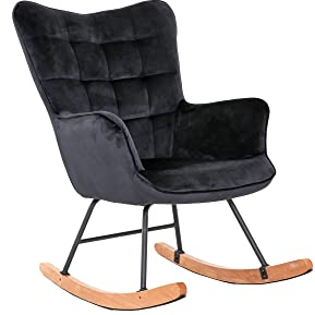 möbelando Schaukelstuhl Richie aus Samt in schwarz. Abmessungen (BxHxT) 72x92x92 cm