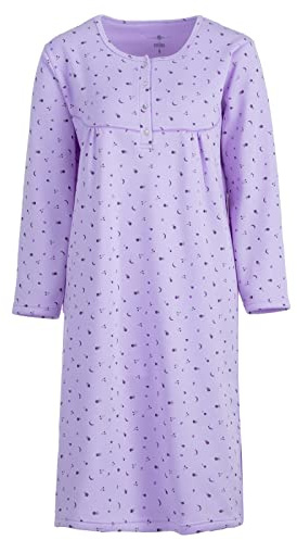 Zeitlos Lucky - Camicia da Notte Donna Manica Lunga a Fiori Termo d'inverno