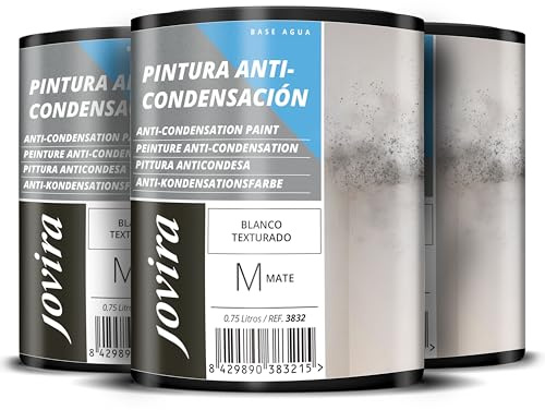 JOVIRA PINTURAS Pintura Anticondensación, Antihumedad antimoho exterior-interior. Eficaz para paredes de yeso, hormigón, cemento. (3x750 Mililitros) C-6-3