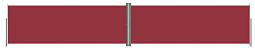 Makastle Balkon Seitenmarkise Ausziehbar Sichtschutz Windschutz Automatisch Einfahrend Seitenwandmarkise Markisenstoff mit Bodenmontage, für Balkon & Terrasse, Rot 180x1000 cm