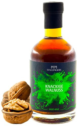 Hallingers Genuss Manufaktur Premium-Likör Geschenk - von Hand abgefüllt in wertiger Geschenkflasche Walnuss 20% vol., Geschenkidee für Frauen Männer