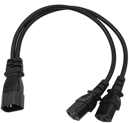 HangTon UPS PDU Stromkabel Y-Splitter Verlängerungskabel IEC320 C14 Stecker auf Dual IEC 320 C13 Buchse für Computer Monitor Drucker 3-Prong 40cm