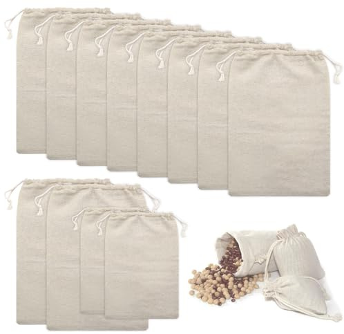 YDHfdc Muslin bomullspåsar 20 x 30 cm med dragsko för förvaring av mat, smycken, kryddor, gör-det-själv-presentpåsar