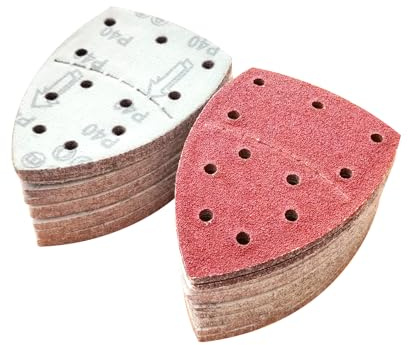 Wanmutrun Papel de Lija Mouse Set 100 piezas 11 Hoyos Grano40 Hojas de Lija Triangular para Lijadora de Detalle Mouse