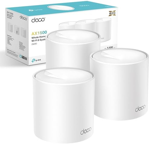 TP-Link Deco X10 AX1500 Whole Home Dual-Band Mesh Wi-Fi 6 System, AI-Driven, Coverage up to 5600ft² Pack of 3 (Renewed)