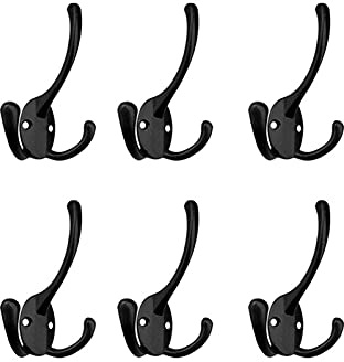 Appendiabiti, ganci, ganci da parete, appendino for porta, gancio for cappotto da parete 6 pezzi grandi ganci for cappotto resistenti a tre punte da parete con 12 viti ganci rustici doppi retrò for ca