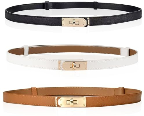 VEGCOO Cintura da donna, 3 pezzi, cintura a vita stretta, per donna, cintura classica da donna, per abiti e jeans
