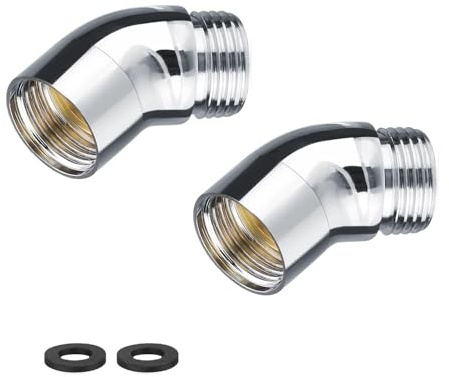 0XBIT 135° Duschschlauch Adapter, 2 Stück Winkelstück für Duschkopf, Mit Gummiring, Geeignet für Duschköpfe, Waschbeckenarmaturen