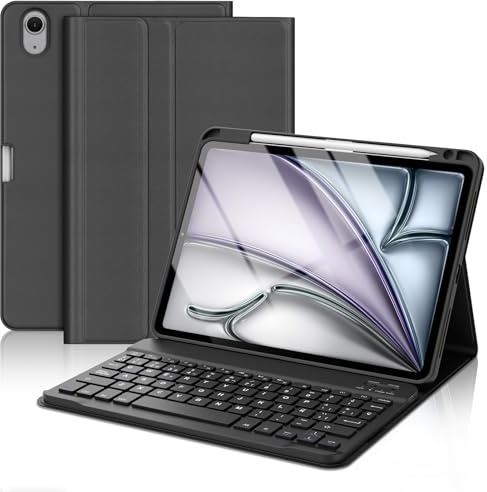 Teclado Para iPad Air 11 Pulgadas 2025 (M4/M3/M2) 2026/2025/2024 & Air 5/4 Gen 10.9”, Inalámbrico Bluetooth Magnético Funda Teclado para iPad pro 11 Pulgadas (4/3/2/1 Gen.), Qwerty Español Ñ, Negro