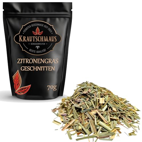 70g Zitronengras geschnitten von Krautschmaus, schonend getrocknet, Lemongras für Tee, intensiv duftend und aromatisch, ohne Zusatzstoffe