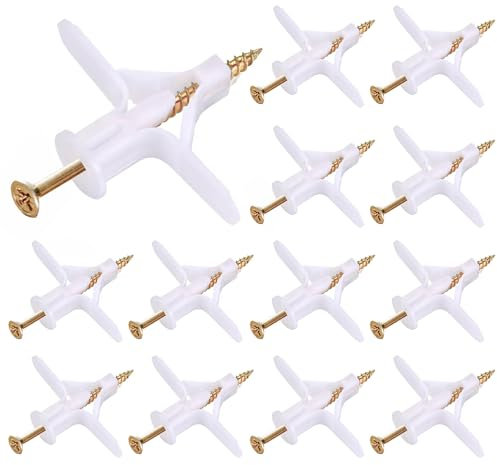 100 Plasterboard Fixings Plaster Board Screws and Wall Plugs Set 50 Anchor 50 Screws Drywall Anchor Heavy Duty Expansion Tube Drywall Plugs Plasterboard Fixings Heavy Duty for TV Wall Brackets （Small）