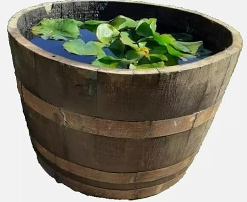 LARGE Watertight 100% GUARANTEED Oak wine half barrel planter patio MINI POND