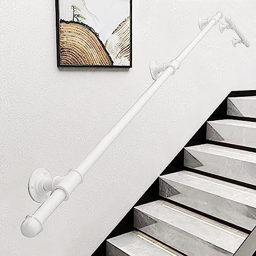 Weiße Treppe für ältere Menschen und Kinder, 140 cm, Outdoor-Haltegriff mit Beschlägen