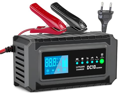 Autobatterie Ladegerät 10A 12V/24V 5A 6A Batterieladegerät Auto Intelligentes Erhaltungsladegerät mit LCD für Motorradbatterie