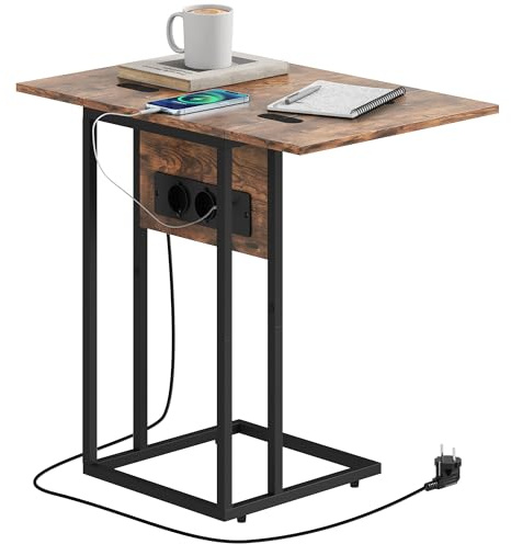 HOMCOM Mesa Auxiliar con Encimera Plegable 39x29x57 cm Marrón Rústico