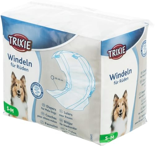 Trixie Trixie - Pannolini a Fascia per Cani Maschi Confezione | 12 Pezzi | Taglia S-M | 30-46 cm - 220 g (Confezione da 6)