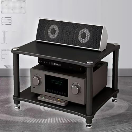 QSPNVFB Supporto Audio Amplificatore HiFi Rack Aperto Armadio Audio Tower Media Stand, Audio Component Rack Shelf, Audio Video Scaffale Organizer(Black,2-Tier)
