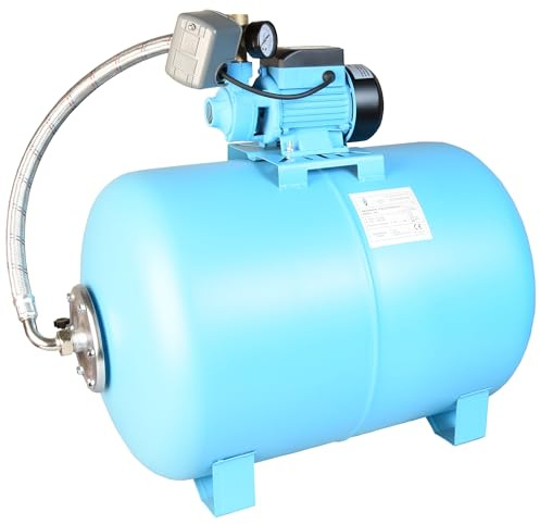 Hauswasserwerk QB 60 - Geräuscharmer Hochdruck - Wasserpumpe (2100l/h, 370W, Förderhöhe 39m) - 100L Druckkessel - Hauswasserautomat mit Druckschalter Manometer - Ideal für Gartenbewässerung 100 Liter
