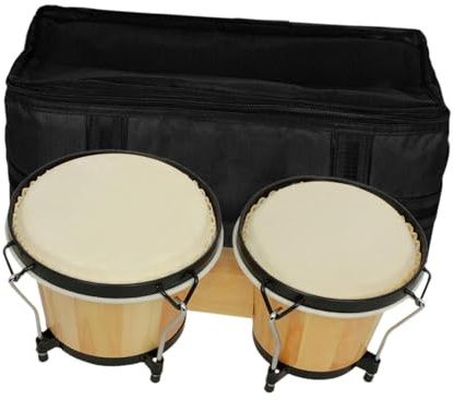 perfeclan Bongo Drum Set Musical Pädagogik Instrument mit Taschen spielen Fantasie Handdrum Percussion Instrumente für, Holzfarbe