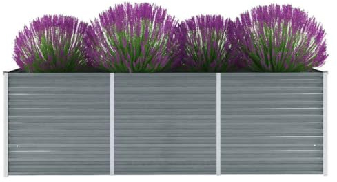 Refined Pflanzkübel Pflanzbeet Gemüsebeet Gartenbeet Frühbeet Blumenkasten Pflanzkasten Garten Verzinkter Garten-Hochbeet Verzinkter Stahl 240x80x77 cm Grau