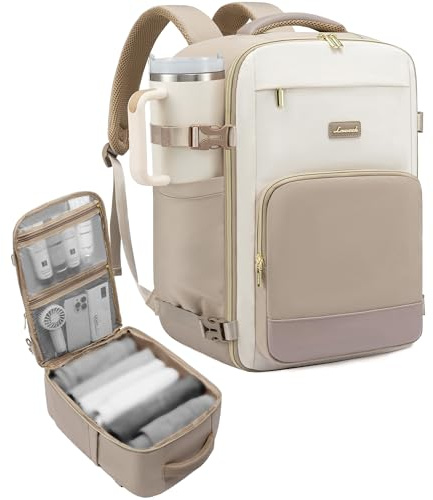 LOVEVOOK Ryanair Handgepäck 40x30x20, 24L Reiserucksack Damen, Handgepäck Rucksack Ryanair, Rucksack Damen, Reiserucksack Cabin Bag für Eurowings, Wizz Air, Urlaub Must Haves - Khaki Beige