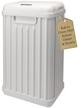 SENSIOHOME 50 Litre Large Waterproof Motion Sensor Trash Can Dust Bin with Auto Lid, Ozone Function Helps Neutralise Bacteria, Bedroom Bathroom Living Room Office, White